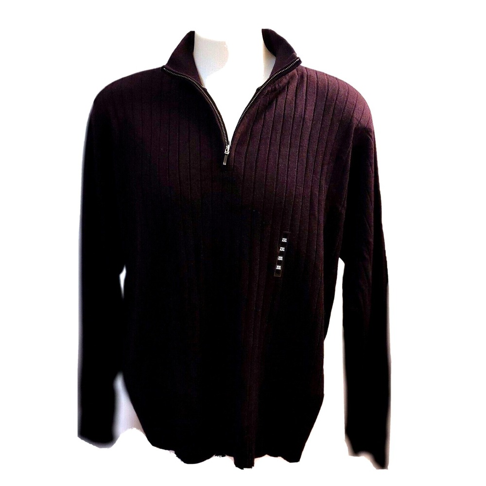 Van Heusen Sweater 2XL Mens XXL Pullover 1/4 Zip. Ribbed Lightweight Long Sleeve